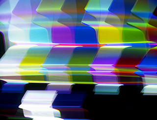 Color bars test card electromagnetically manipulated on the CRT Flux Phaser.