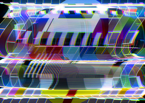 PAL color bars electromagnetically manipulated on the CRT Flux Phaser.