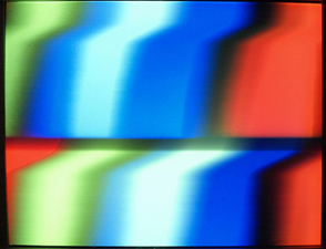 Colorful imagery generated by a video synthesizer.
