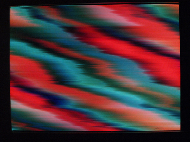 Abstract imagery generated by a video synthesizer.